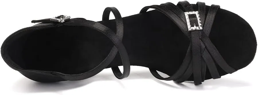 Women Latin Dance Shoes Open Toe Salsa Wedding Party Performence Ballroom Dancing Shoes,Model EM518-5