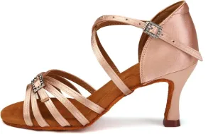 Women Latin Dance Shoes Open Toe Salsa Wedding Party Performence Ballroom Dancing Shoes,Model EM518-5