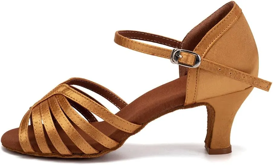 Women Latin Salsa Dance Shoes Open Toe Ballroom Performance Professional Dancing Shoes,Model EM083X