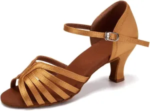 Women Latin Salsa Dance Shoes Open Toe Ballroom Performance Professional Dancing Shoes,Model EM083X
