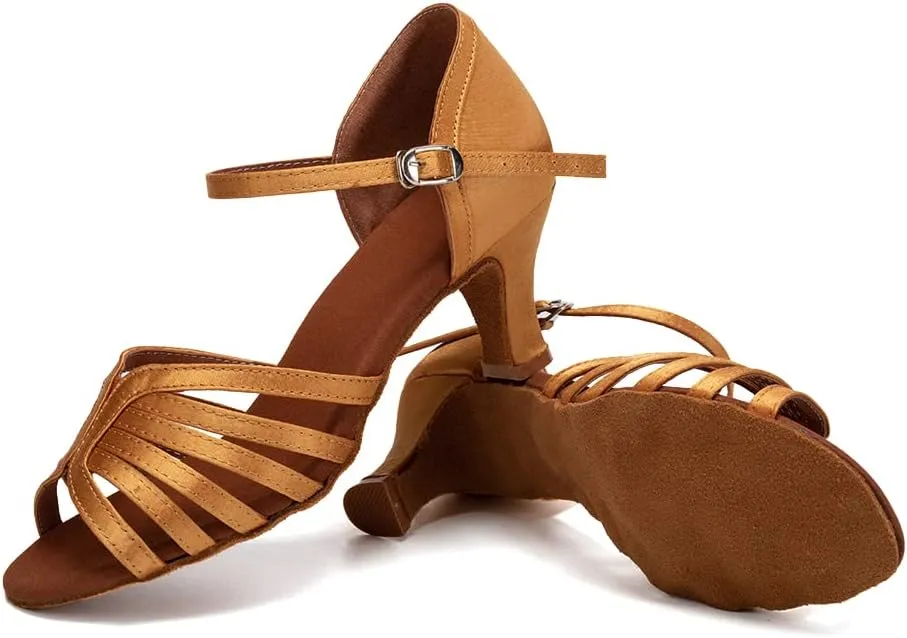 Women Latin Salsa Dance Shoes Open Toe Ballroom Performance Professional Dancing Shoes,Model EM083X