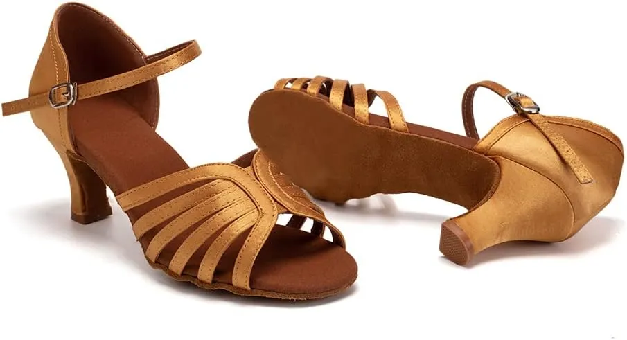 Women Latin Salsa Dance Shoes Open Toe Ballroom Performance Professional Dancing Shoes,Model EM083X