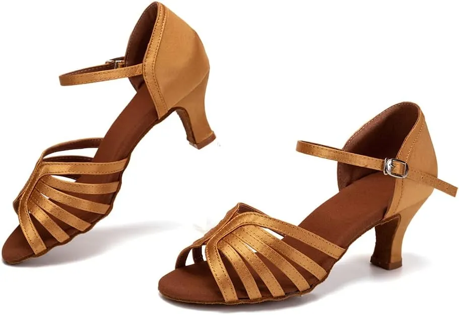 Women Latin Salsa Dance Shoes Open Toe Ballroom Performance Professional Dancing Shoes,Model EM083X
