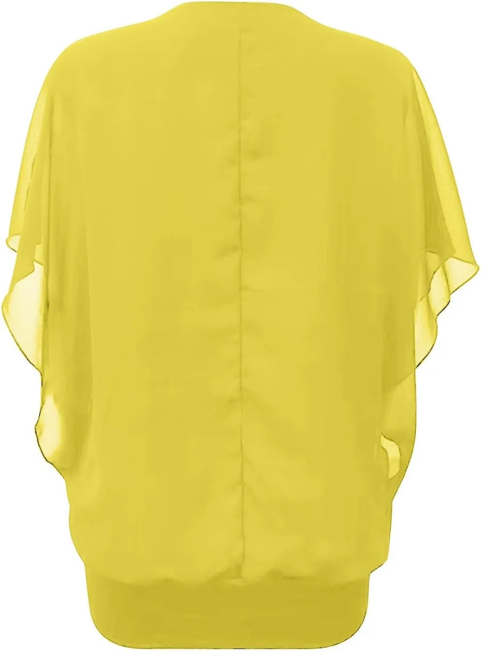 Women Plus Sized Chiffon Blouses Summer Flowy Half Batwing Sleeve V Neck Zipper Tops Casual Loose Banded Hem Shirts