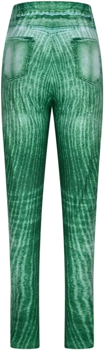 Women Skinny Slim Leg Trousers High Waist Tummy Control Tight fit Pants Butt Lifting Printed Smart Casual Office Work Trouser
