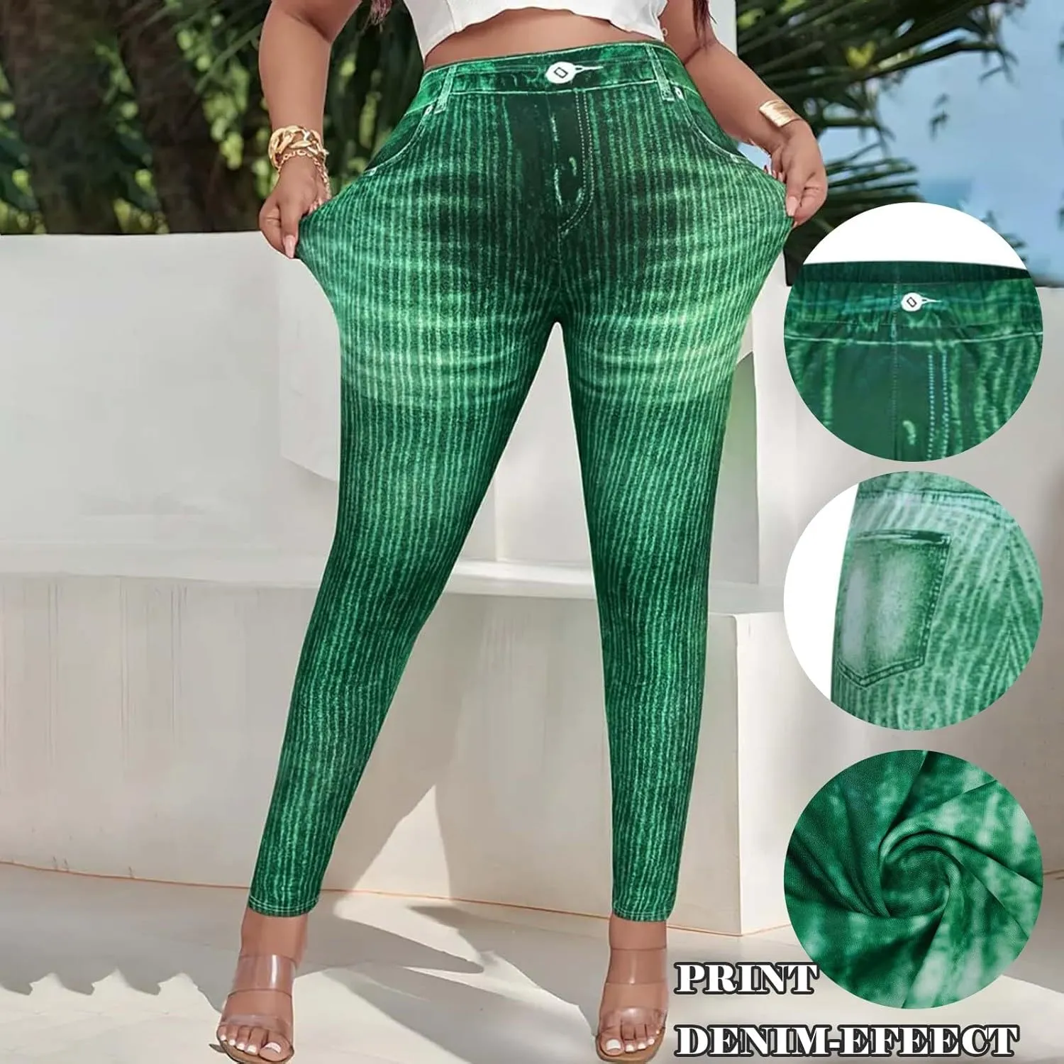 Women Skinny Slim Leg Trousers High Waist Tummy Control Tight fit Pants Butt Lifting Printed Smart Casual Office Work Trouser