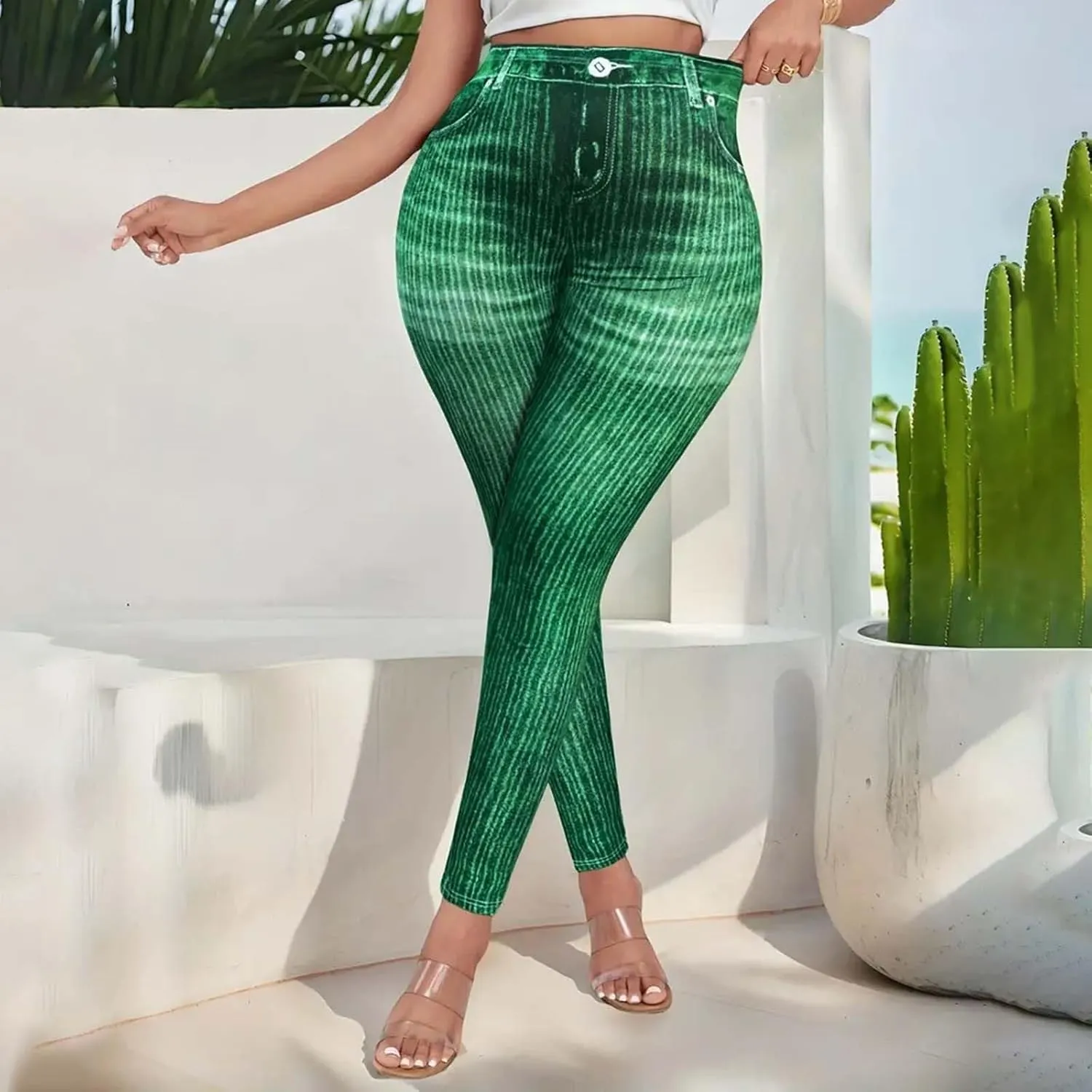 Women Skinny Slim Leg Trousers High Waist Tummy Control Tight fit Pants Butt Lifting Printed Smart Casual Office Work Trouser