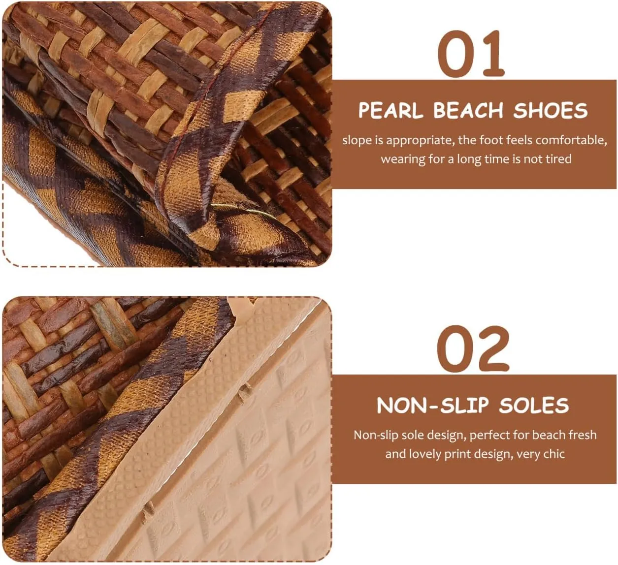 Women Spring Summer Bamboo Rattan Flip- Flops Slipper Bohemia Style Flat Slide Sandals Casual Summer Beach Shoes 1 Pair