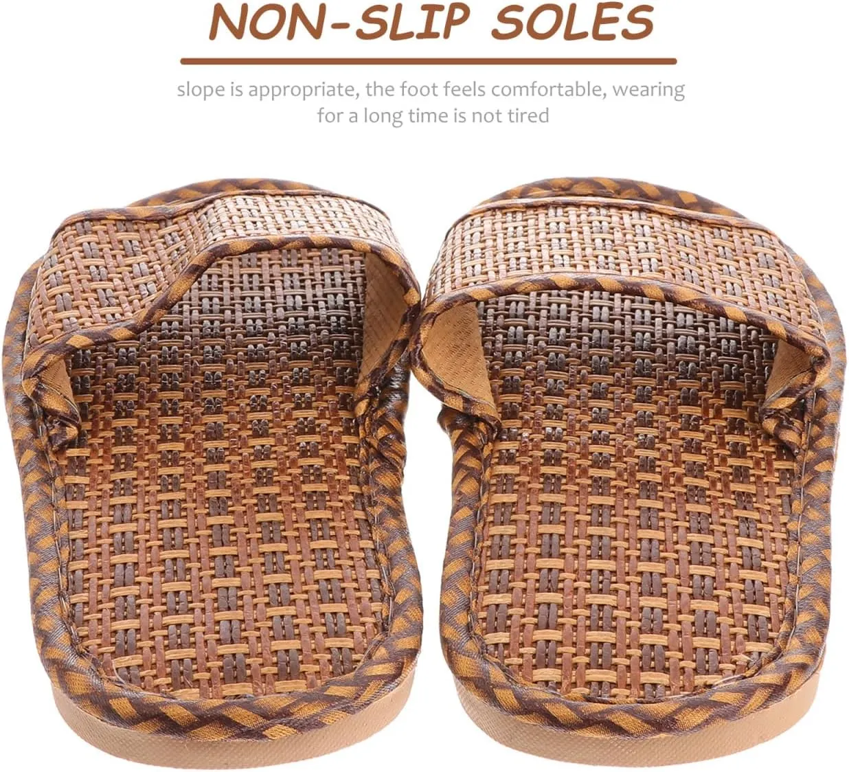 Women Spring Summer Bamboo Rattan Flip- Flops Slipper Bohemia Style Flat Slide Sandals Casual Summer Beach Shoes 1 Pair