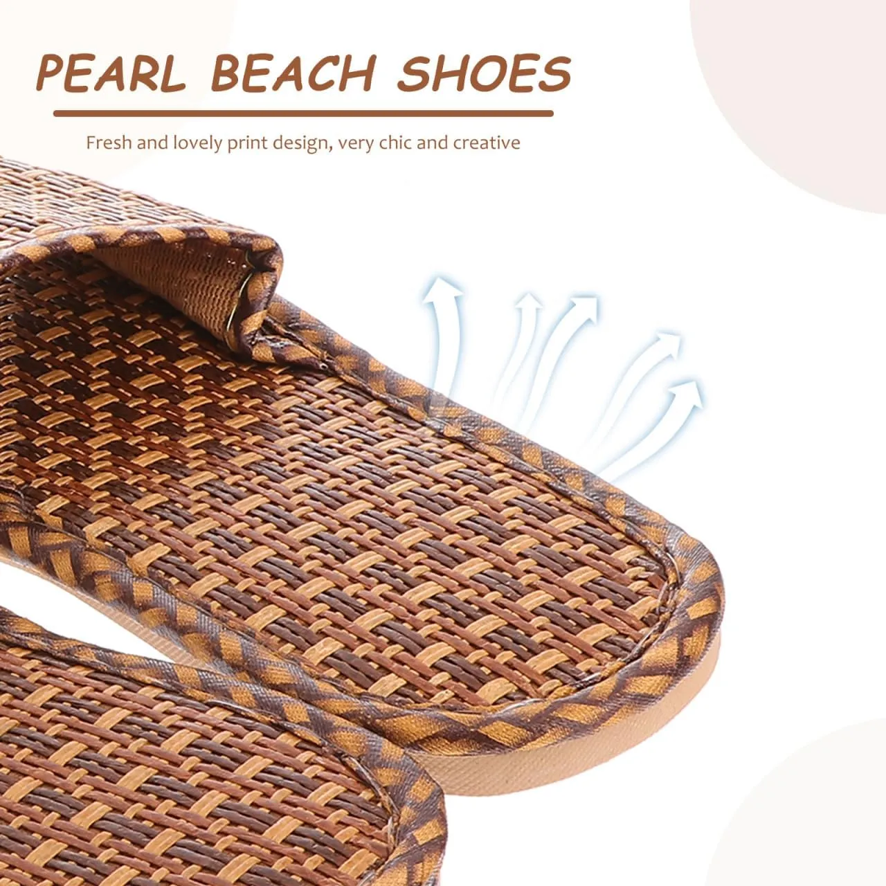 Women Spring Summer Bamboo Rattan Flip- Flops Slipper Bohemia Style Flat Slide Sandals Casual Summer Beach Shoes 1 Pair