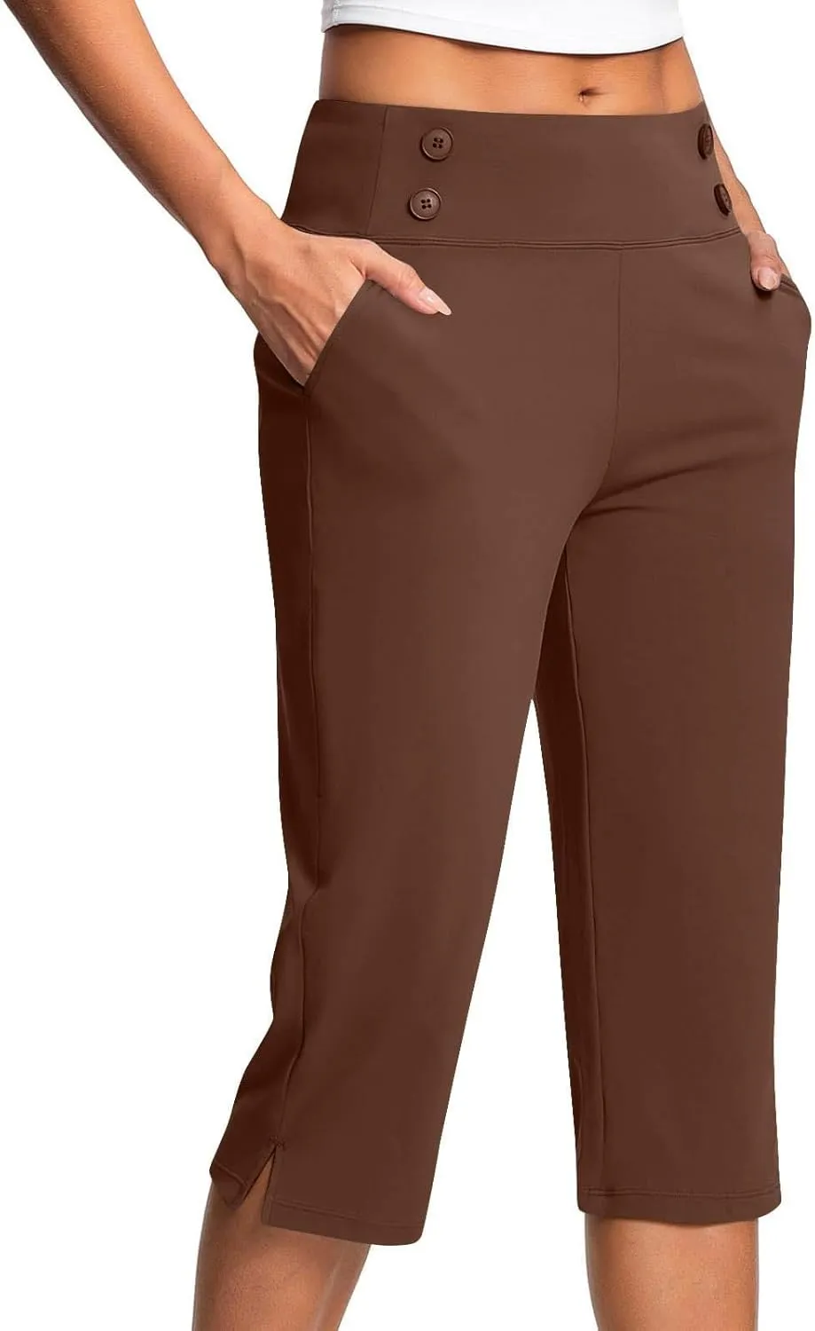 Womens Capri Trousers High Waist Slim Fit Smart Casual Dress Cropped Pants Oversize Fashion Office Business Wokrwear Capris