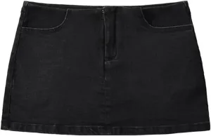 Women's Denim Mini Skort High Waisted Stretch Casual Jean Skirt Pockets