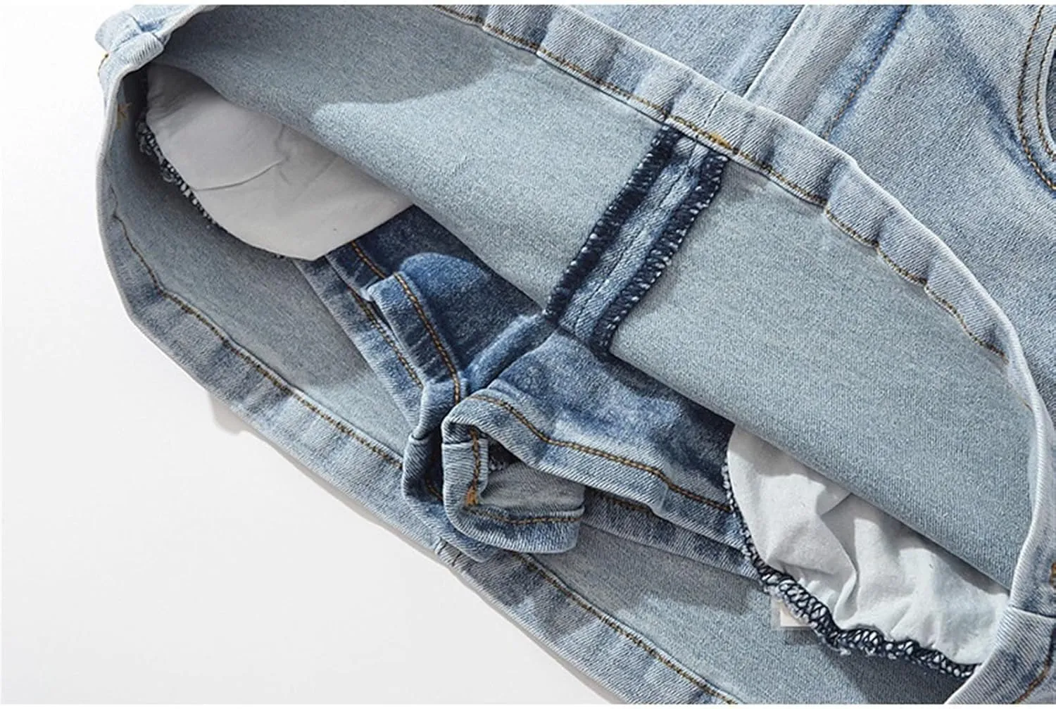 Women's Denim Mini Skort High Waisted Stretch Casual Jean Skirt Pockets