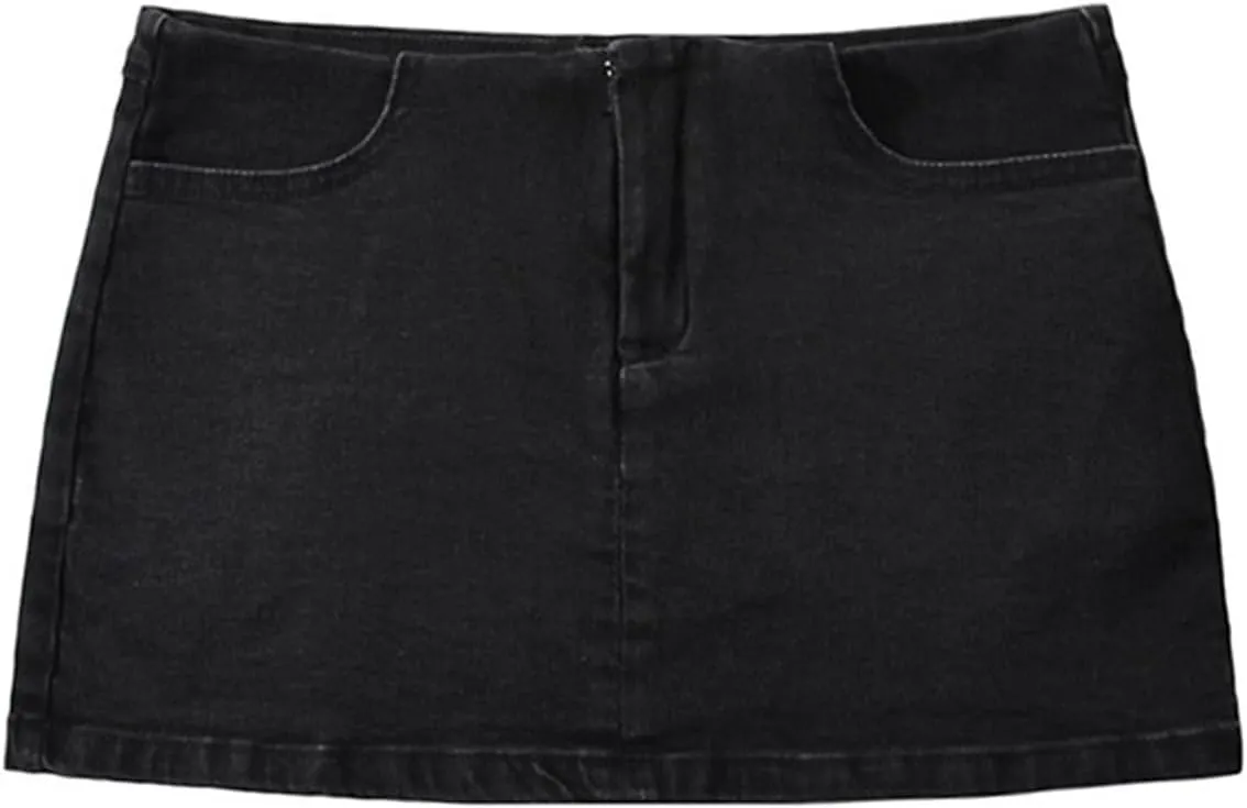 Women's Denim Mini Skort High Waisted Stretch Casual Jean Skirt Pockets