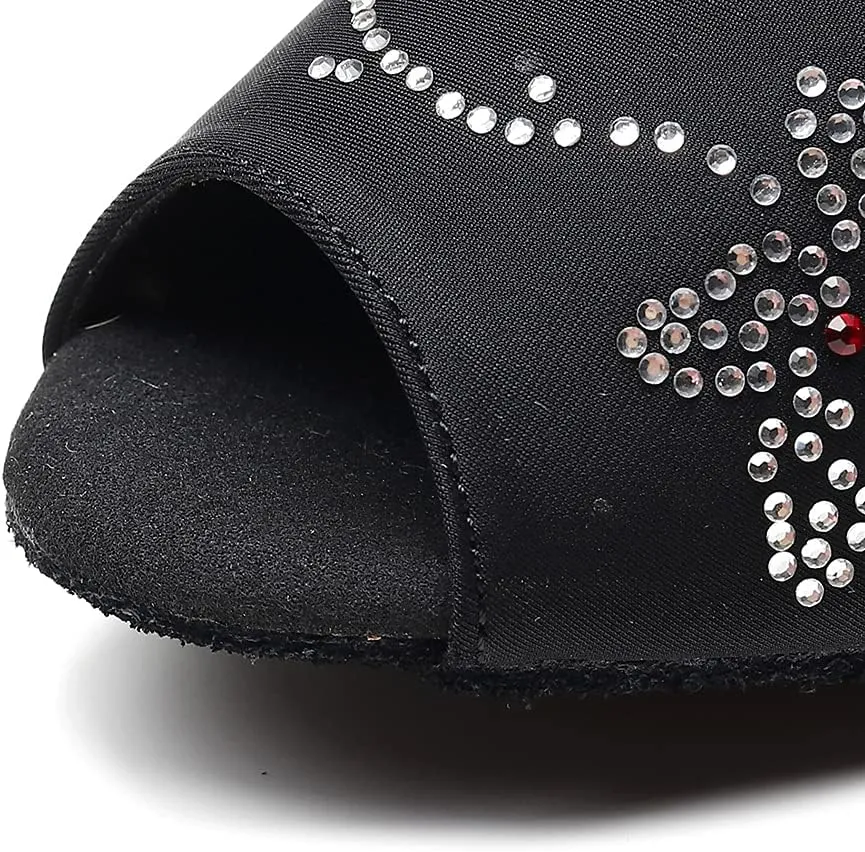 Women's Elastic Fabric Latin Dance Boots Peep Toe Salsa Ballroom Performance Dancing Booties,Model-7199