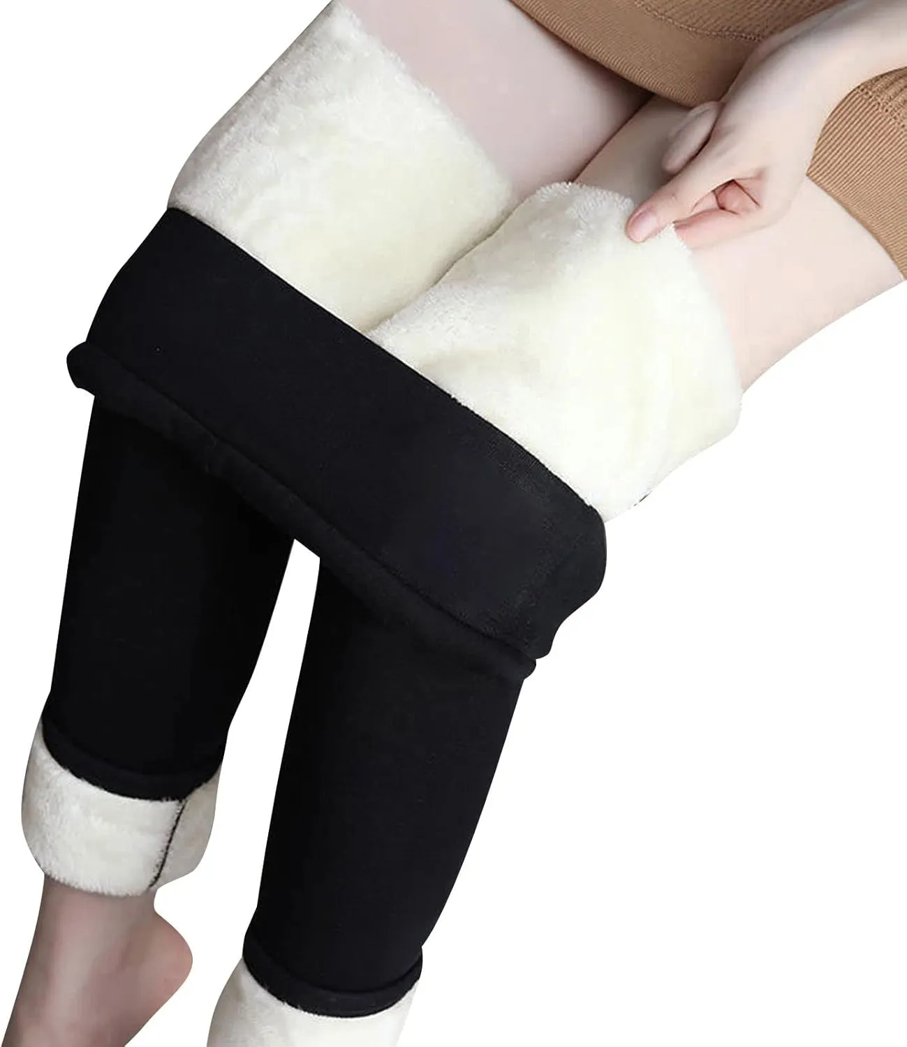 Womens Fleece Lined Leggings Bottom Outdoor Boho Thermal Warm Winter Tights Ski Hiking Pants