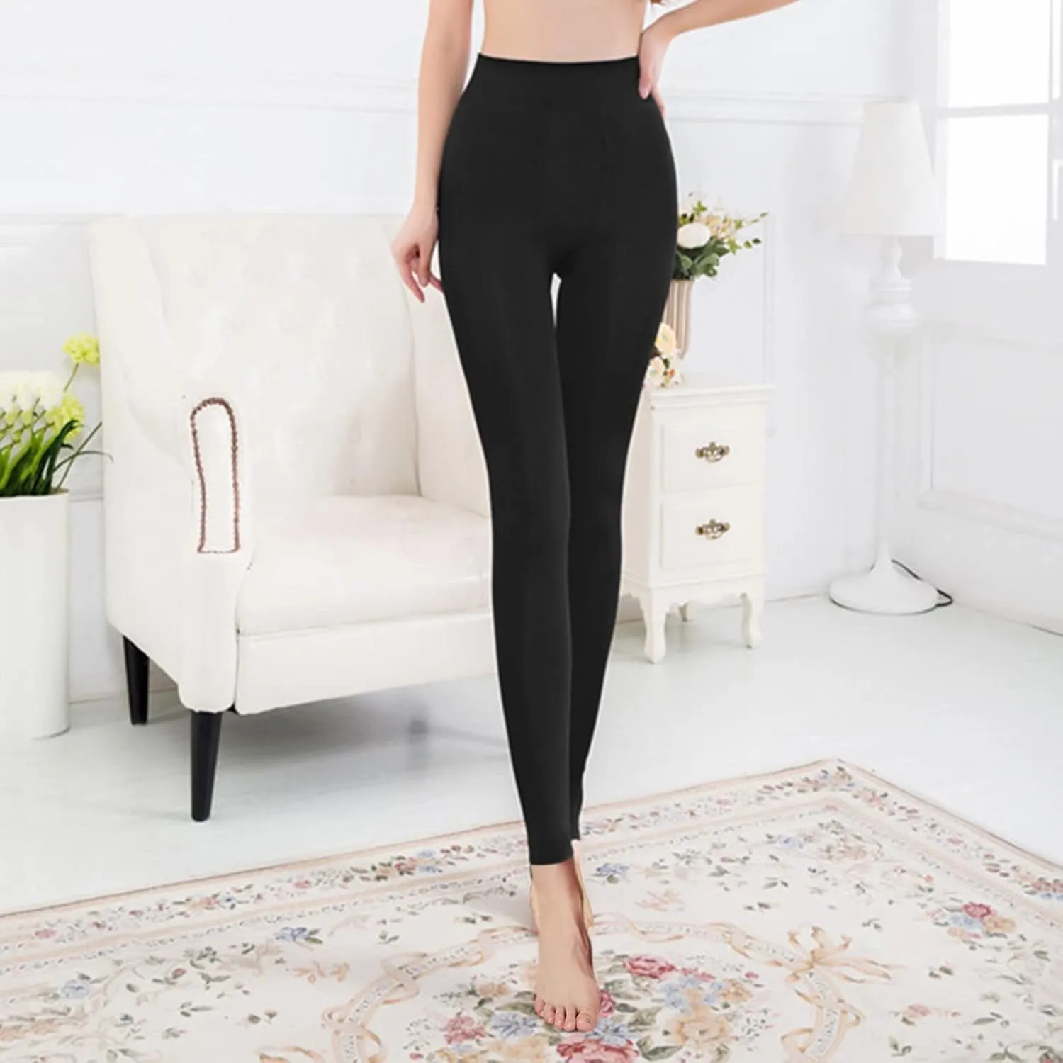 Womens Fleece Lined Leggings Bottom Outdoor Boho Thermal Warm Winter Tights Ski Hiking Pants
