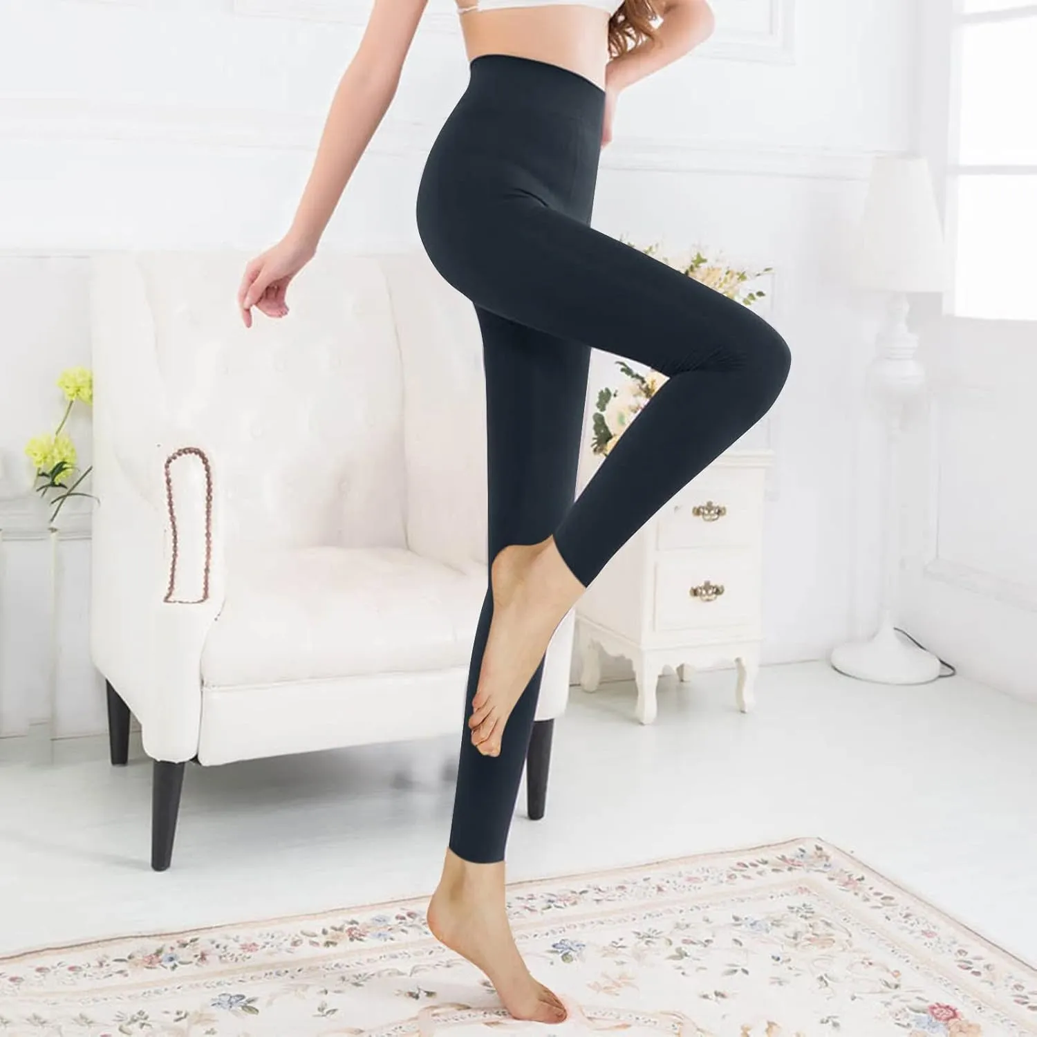 Womens Fleece Lined Leggings Bottom Outdoor Boho Thermal Warm Winter Tights Ski Hiking Pants