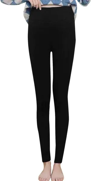 Womens Fleece Lined Leggings Bottom Outdoor Boho Thermal Warm Winter Tights Ski Hiking Pants