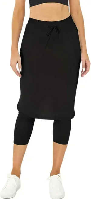Womens Golf Skirts with Leggings Knee Length Tennis Skort with Pockets Stretchy Waisted Long Skorts 2025 Yoga Pants