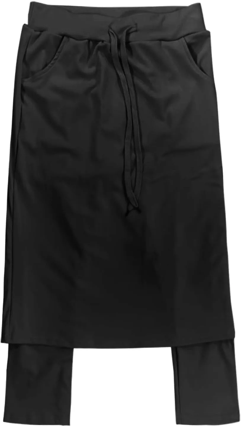 Womens Golf Skirts with Leggings Knee Length Tennis Skort with Pockets Stretchy Waisted Long Skorts 2025 Yoga Pants