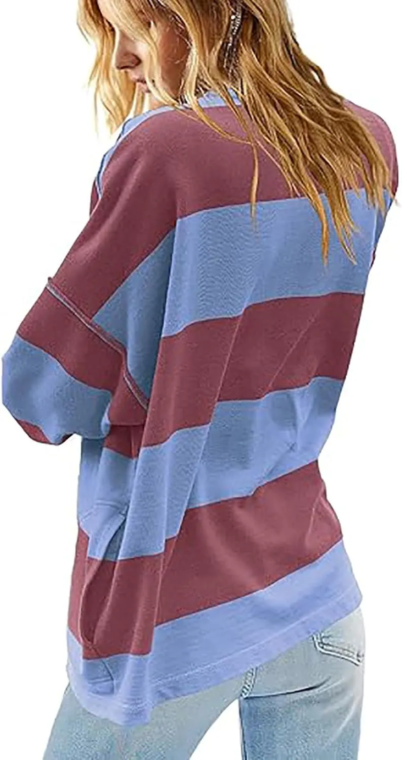 Women's Half Zip Sweatshirts Lightweight Oversized Tshirt Shirts Fall Trendy Long Sleeve V Neck Pullover Blouse Tops