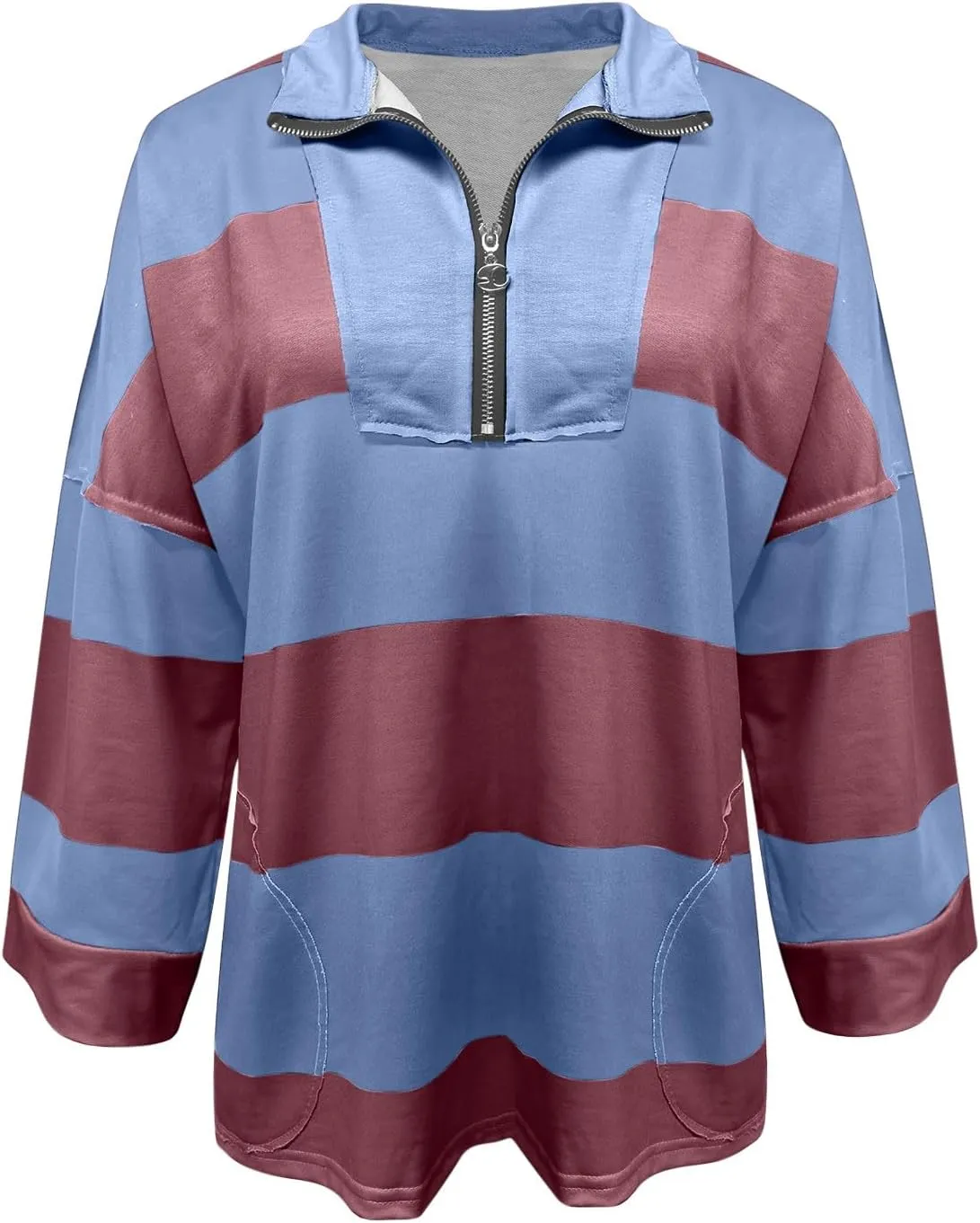 Women's Half Zip Sweatshirts Lightweight Oversized Tshirt Shirts Fall Trendy Long Sleeve V Neck Pullover Blouse Tops