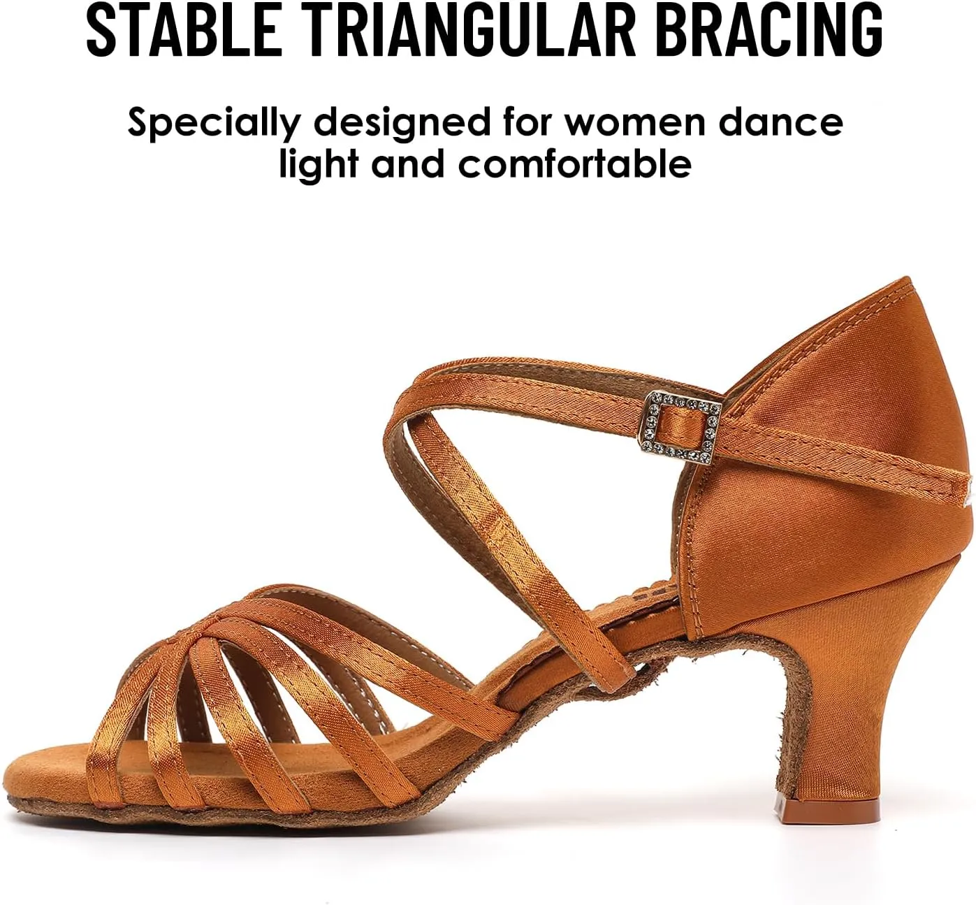 Womens Latin Dance Shoes Ballroom Dancing Shoes Salsa Tango Performance Practice Dance Shoes for Women,Black Tan