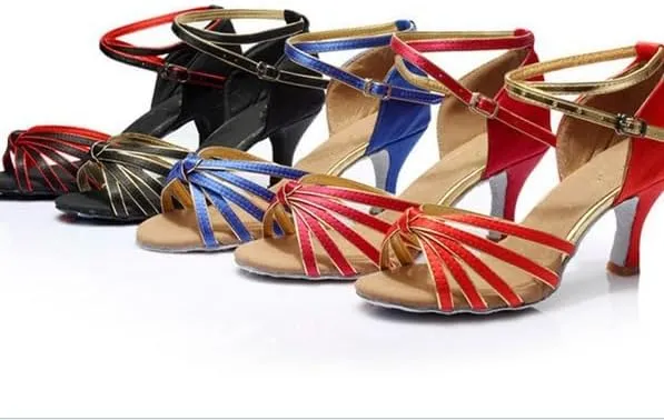 Women's Latin Dance Shoes Satin Professional Heeled Ballroom Salsa Practice Performance Tango Party Dance Shoes