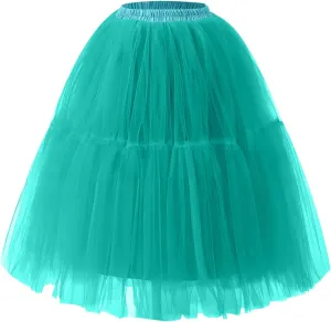 Women's Mesh Splicing Tulle Skirt Trendy Tutu Ball Skirts Comfy Flirty Cute Dress Petticoat Puffy Princess Skirt