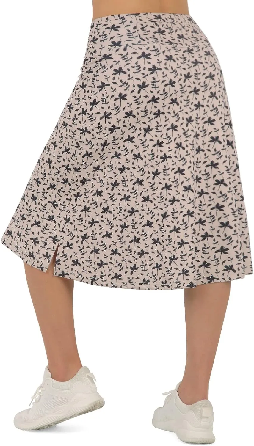 Women's Midi Length Skorts Skirts with 3 Pockets Modest Skirts Women's 24" Knee Length Skort