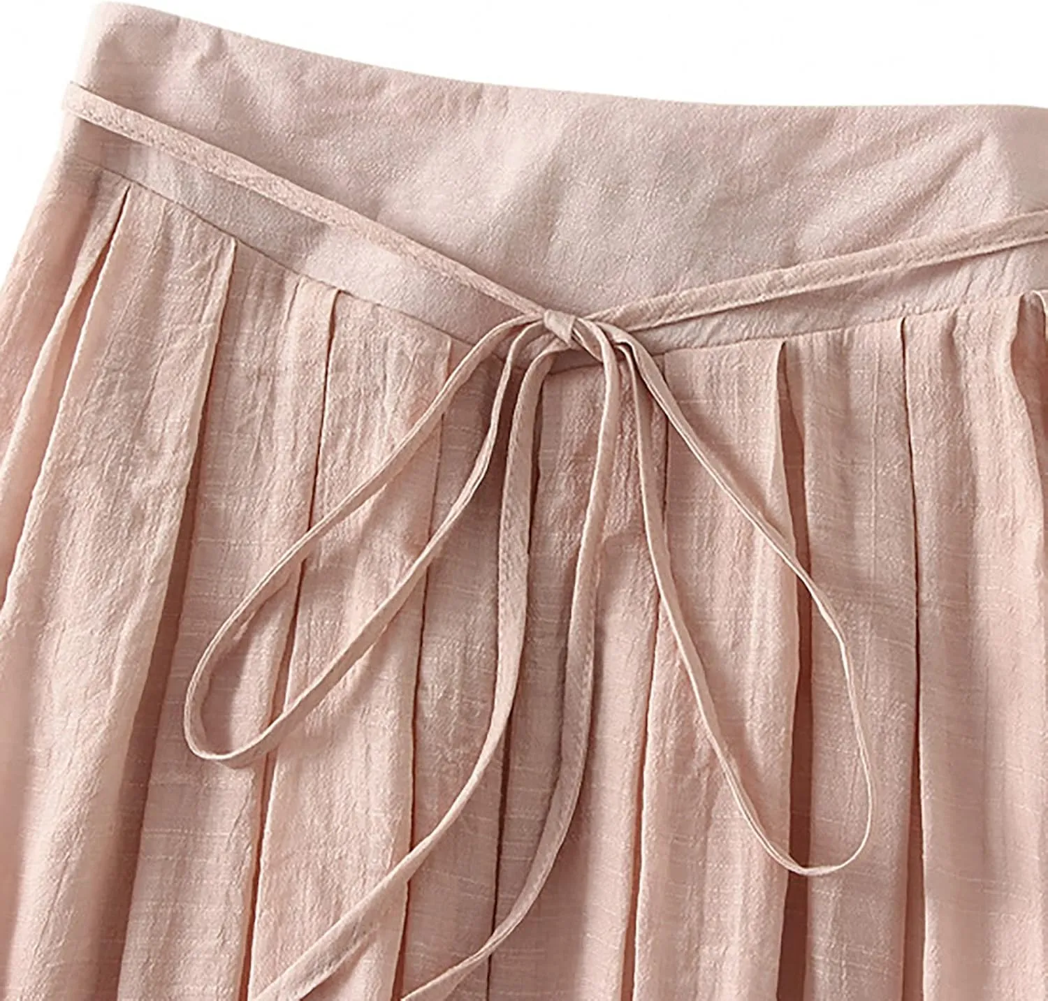 Womens Midi Length Summer Skirts Casual Solid Spring Trendy Pleated Swing Sexy Women Skirts Lace Up Cute Beach