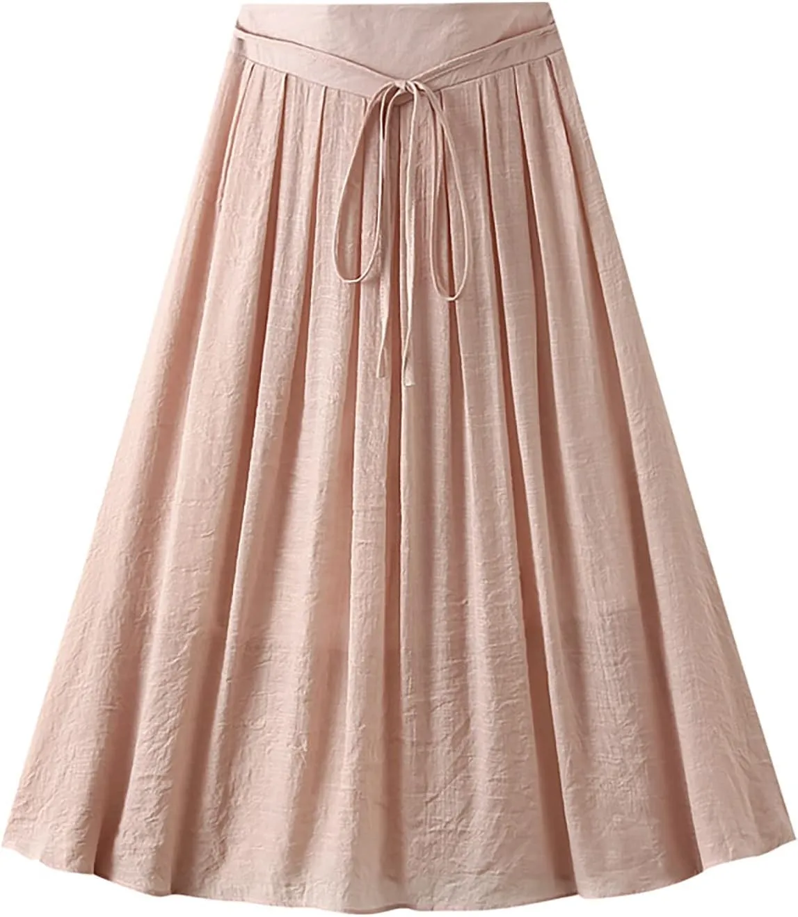 Womens Midi Length Summer Skirts Casual Solid Spring Trendy Pleated Swing Sexy Women Skirts Lace Up Cute Beach