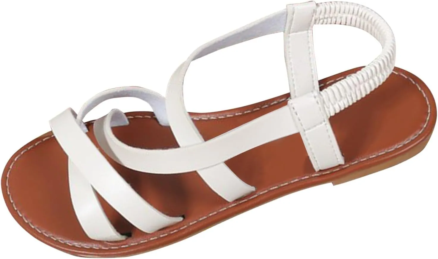 Women's Open Toe Flat Sandals Elastic Ankle Strap Summer Dress Shoes Comfortable Versatile Minimalist Sandals