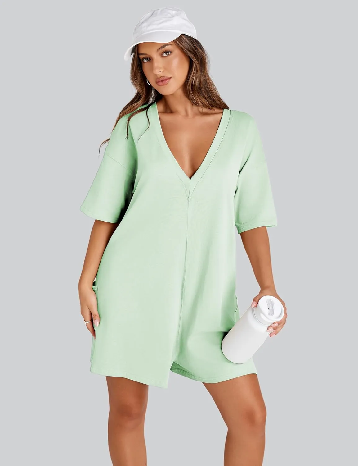 Women's Reversible Hot Shot Tee Rompers Casual Oversized Athletic Workout Jumpsuit Overalls