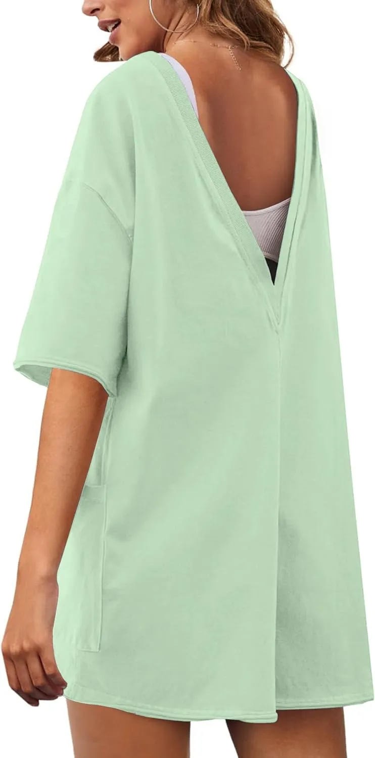 Women's Reversible Hot Shot Tee Rompers Casual Oversized Athletic Workout Jumpsuit Overalls