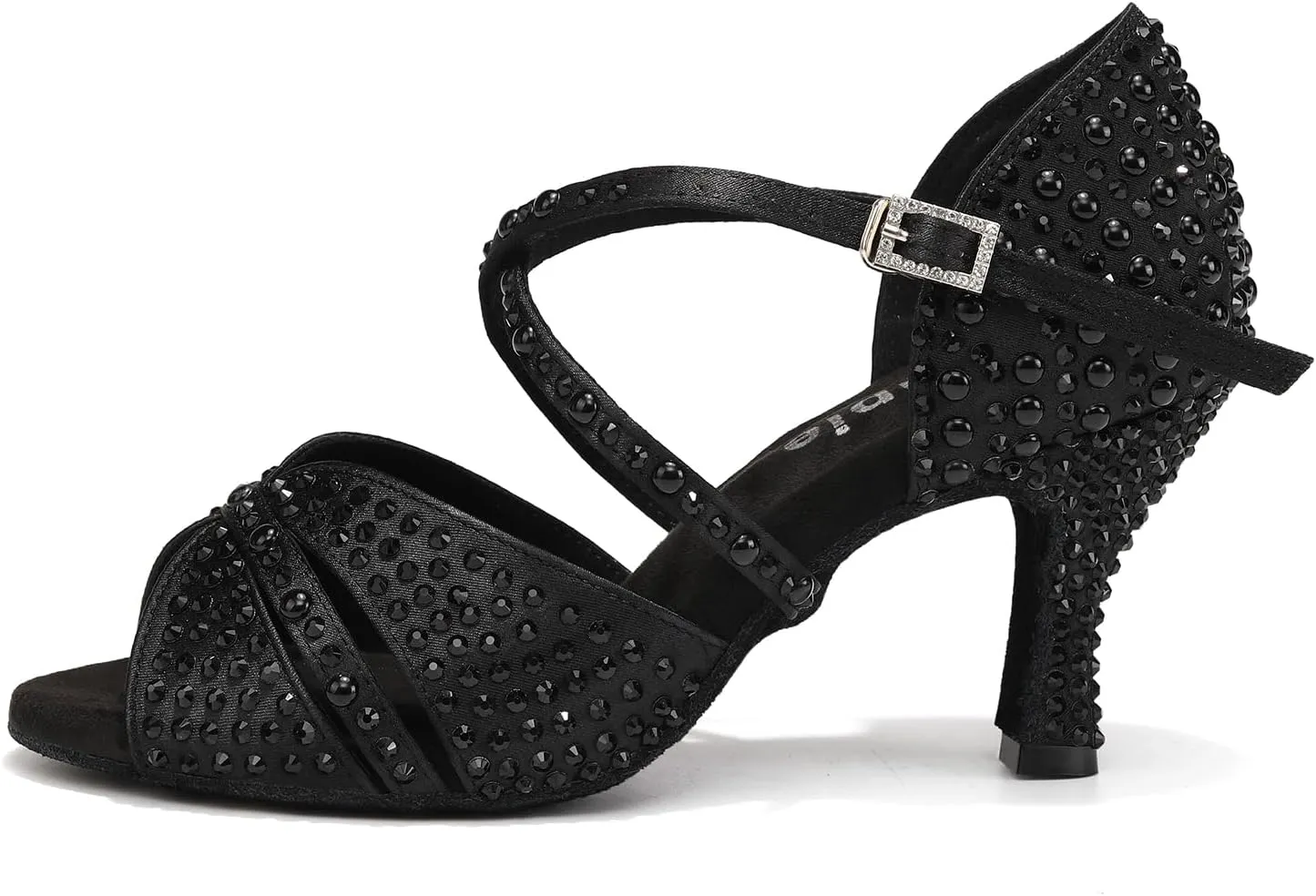 Women's Rhinestone Dance Shoes Open Toe Salsa Ballroom Latin Performance Dancing Shoes