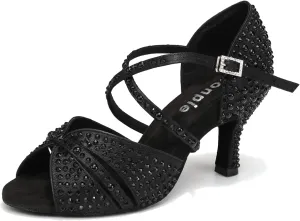 Women's Rhinestone Dance Shoes Open Toe Salsa Ballroom Latin Performance Dancing Shoes