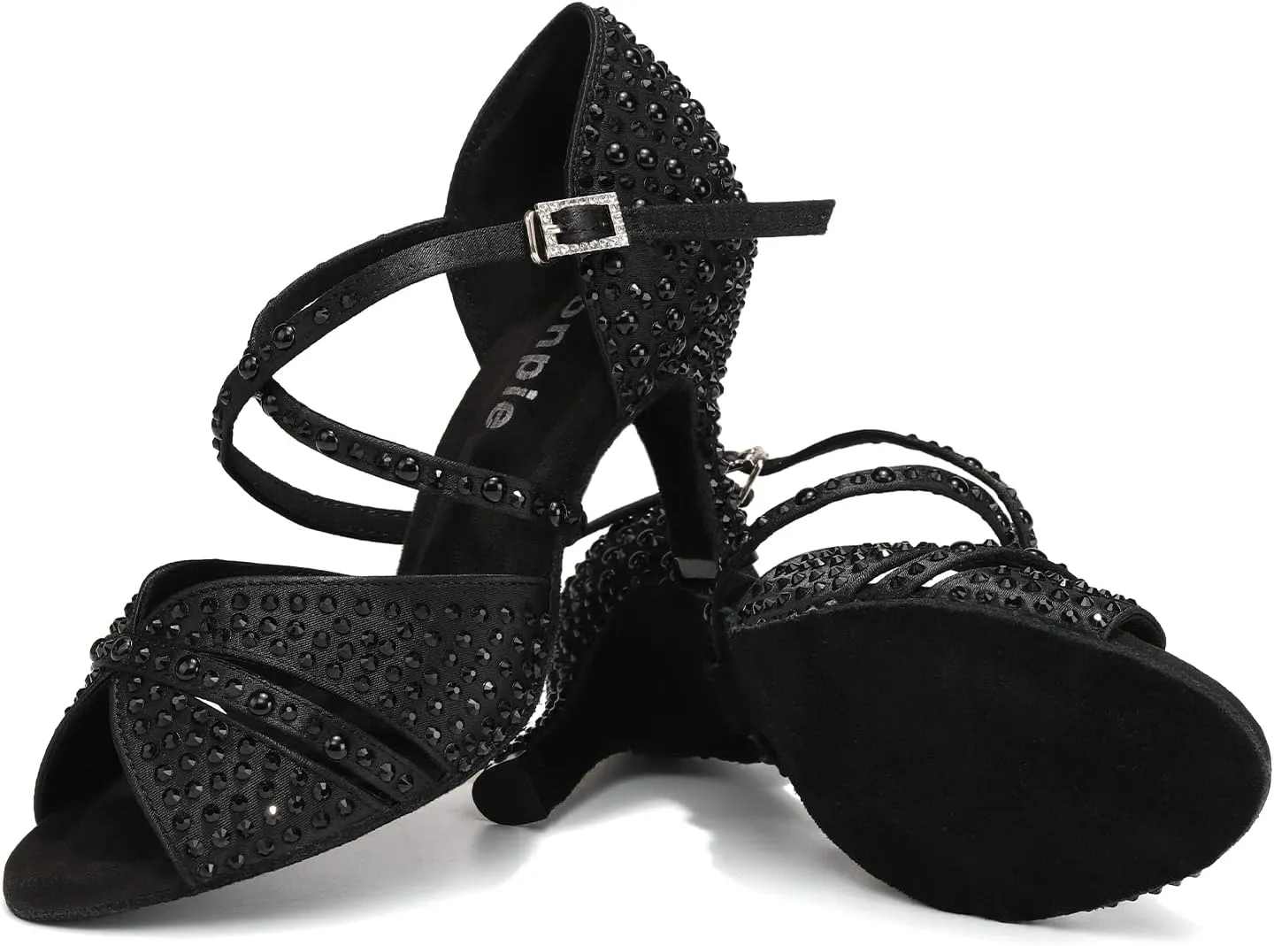 Women's Rhinestone Dance Shoes Open Toe Salsa Ballroom Latin Performance Dancing Shoes