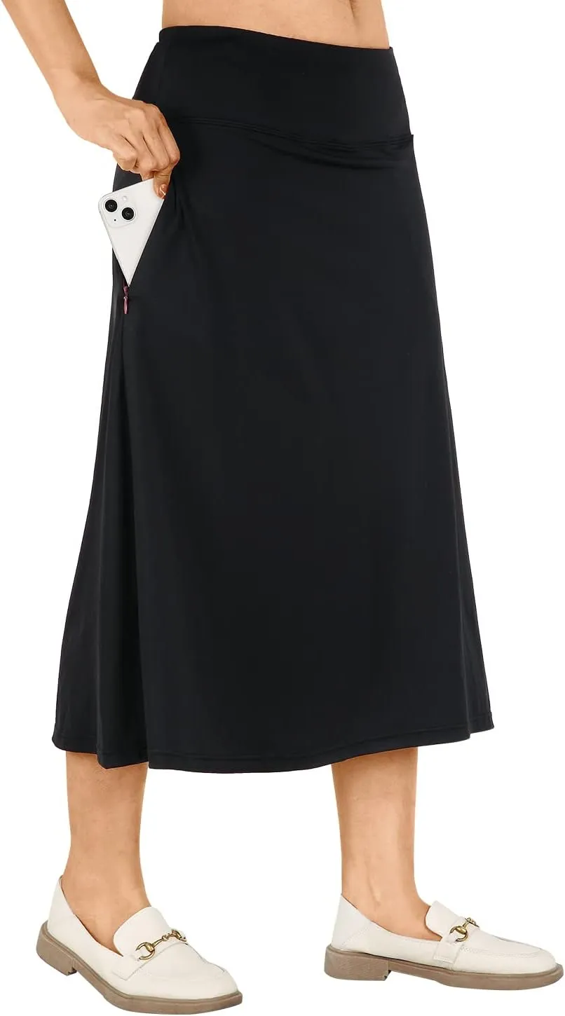 Womens Skorts Modest Knee Length Skirts Athletic Midi Active Running Skirt