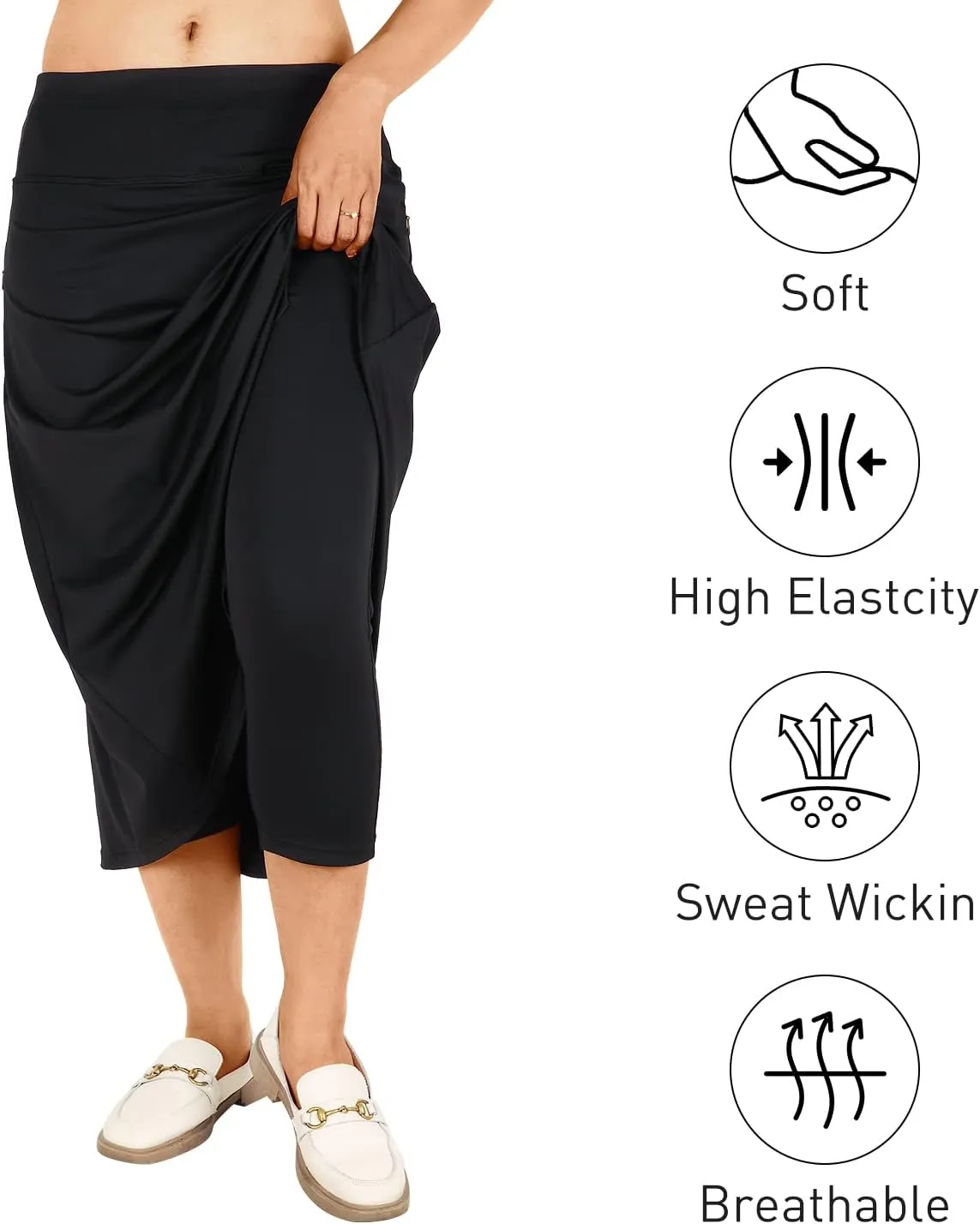 Womens Skorts Modest Knee Length Skirts Athletic Midi Active Running Skirt