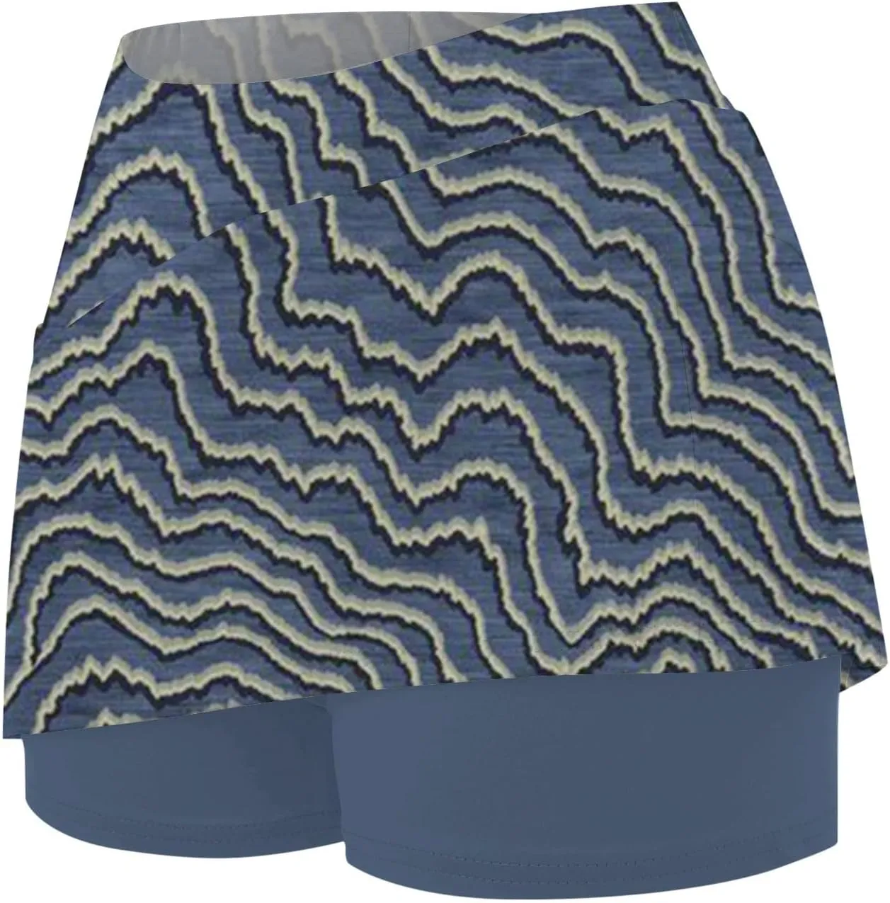 Women's Summer 2 in 1 Skorts Striped Printing Stretchy Tennis Skirt Shorts Breathable Gym Lightweight Athletic Shorts