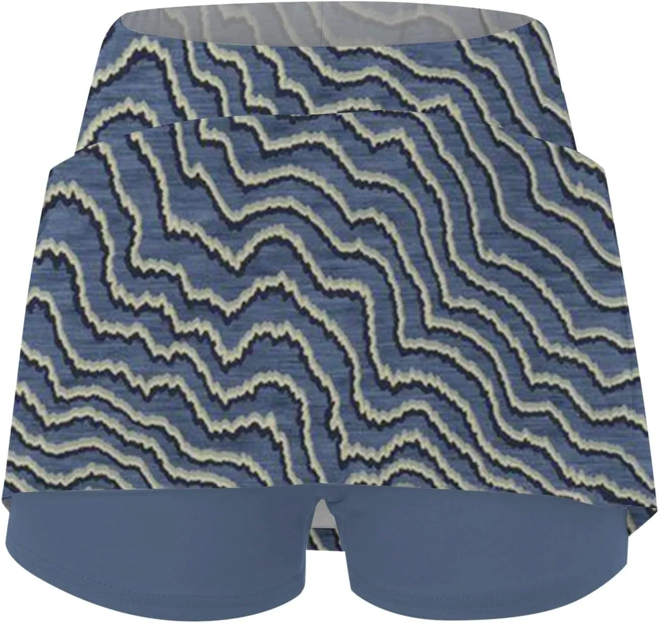 Women's Summer 2 in 1 Skorts Striped Printing Stretchy Tennis Skirt Shorts Breathable Gym Lightweight Athletic Shorts