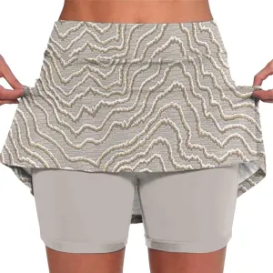 Women's Summer 2 in 1 Skorts Striped Printing Stretchy Tennis Skirt Shorts Breathable Gym Lightweight Athletic Shorts