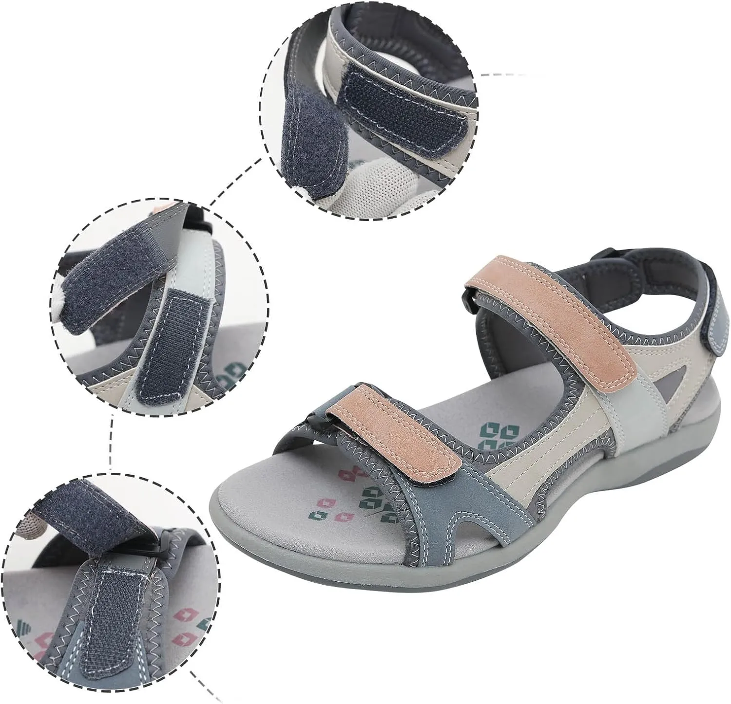 Women's Summer Fashion Open Toe Color Blocking Adjustable Elastic Sports Sandals Breathable Non Slip Outdoor Beach Sandals