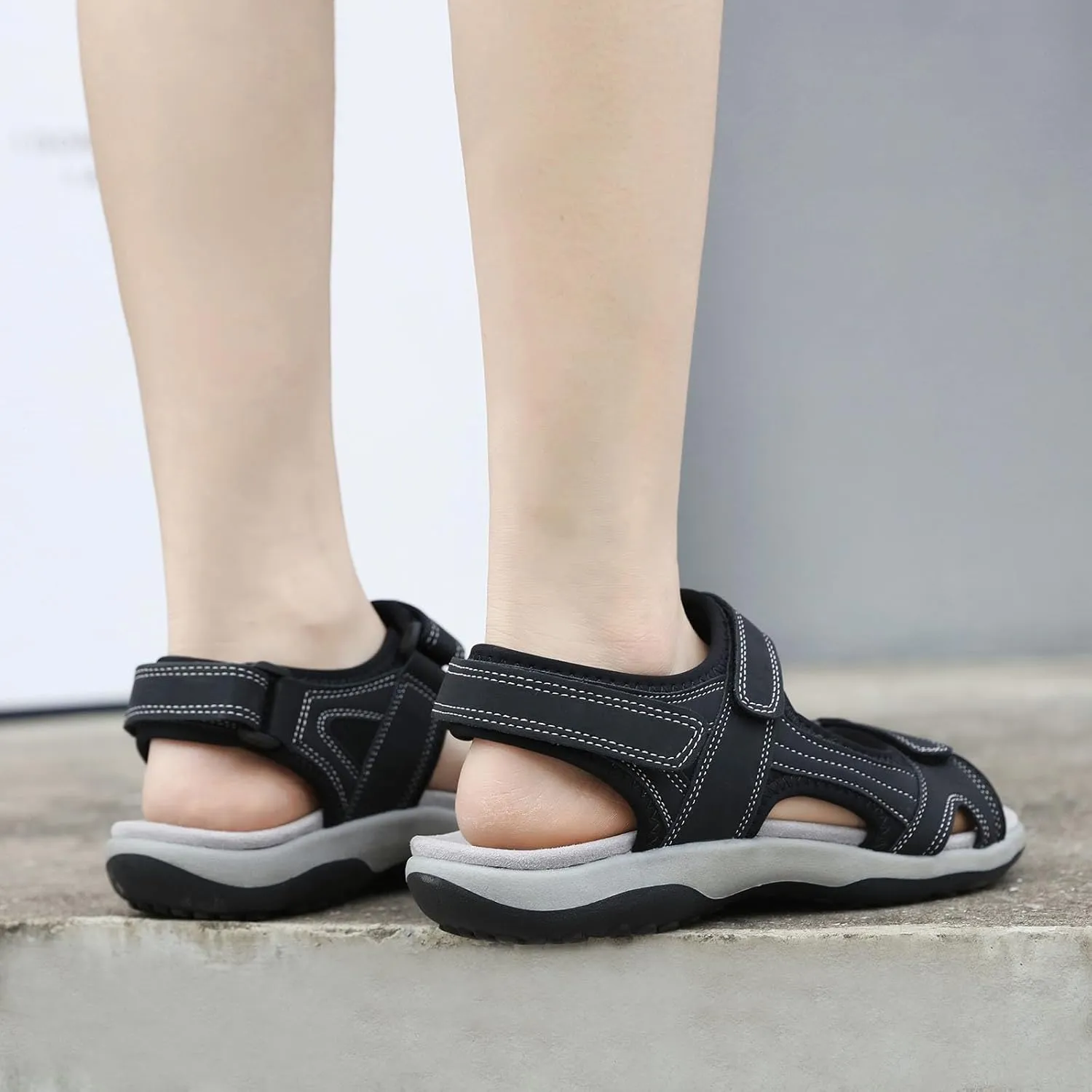 Women's Summer Fashion Open Toe Color Blocking Adjustable Elastic Sports Sandals Breathable Non Slip Outdoor Beach Sandals