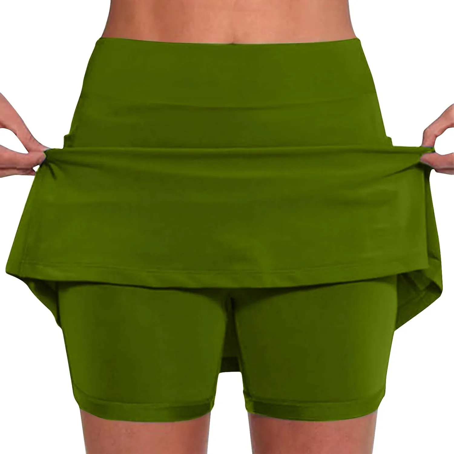 Womens Summer Skort High Waist Athletic Tight Fitness Tennis Skorts A Line Hiking Bodycon Mini Skirts Yoga Clothes