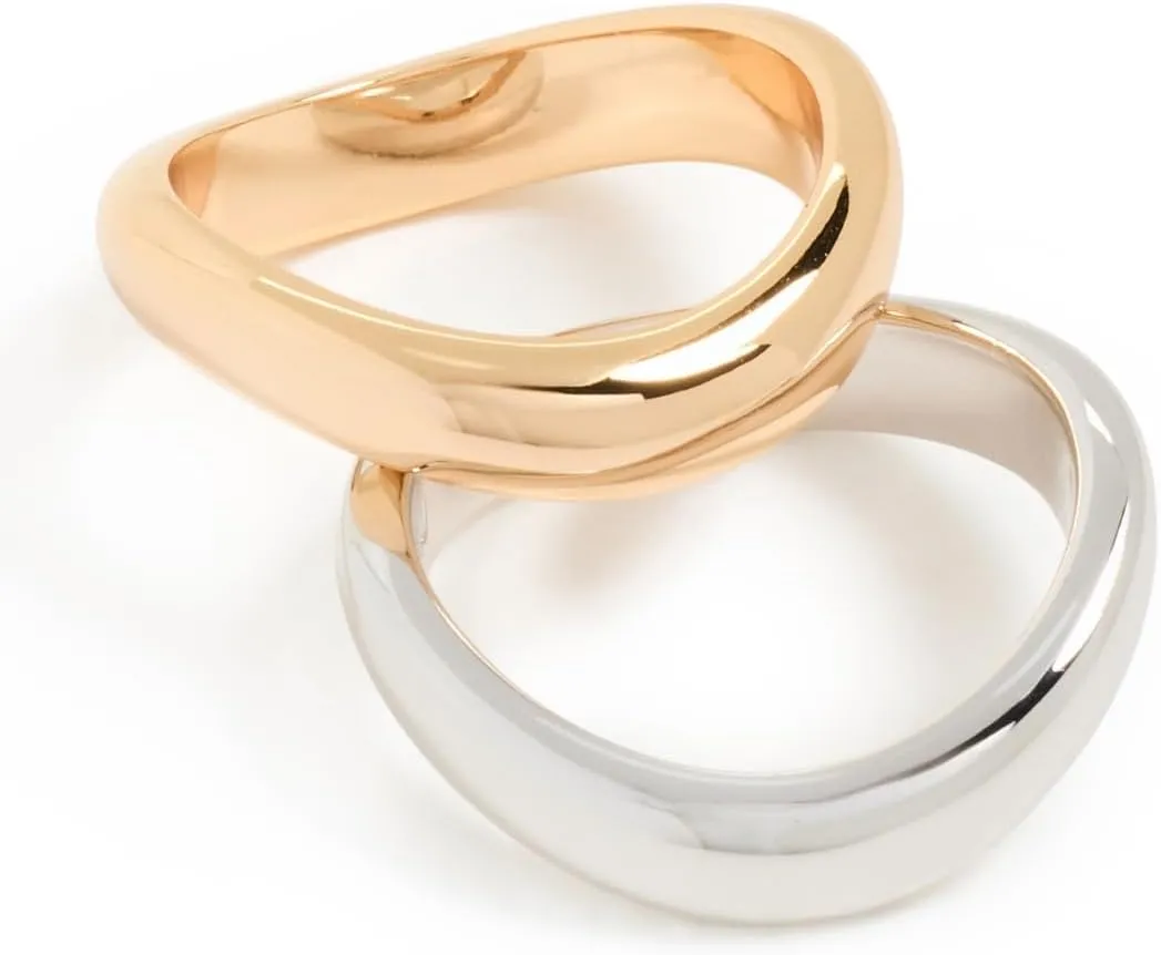 Women's Two-Tone Wave Ring Set