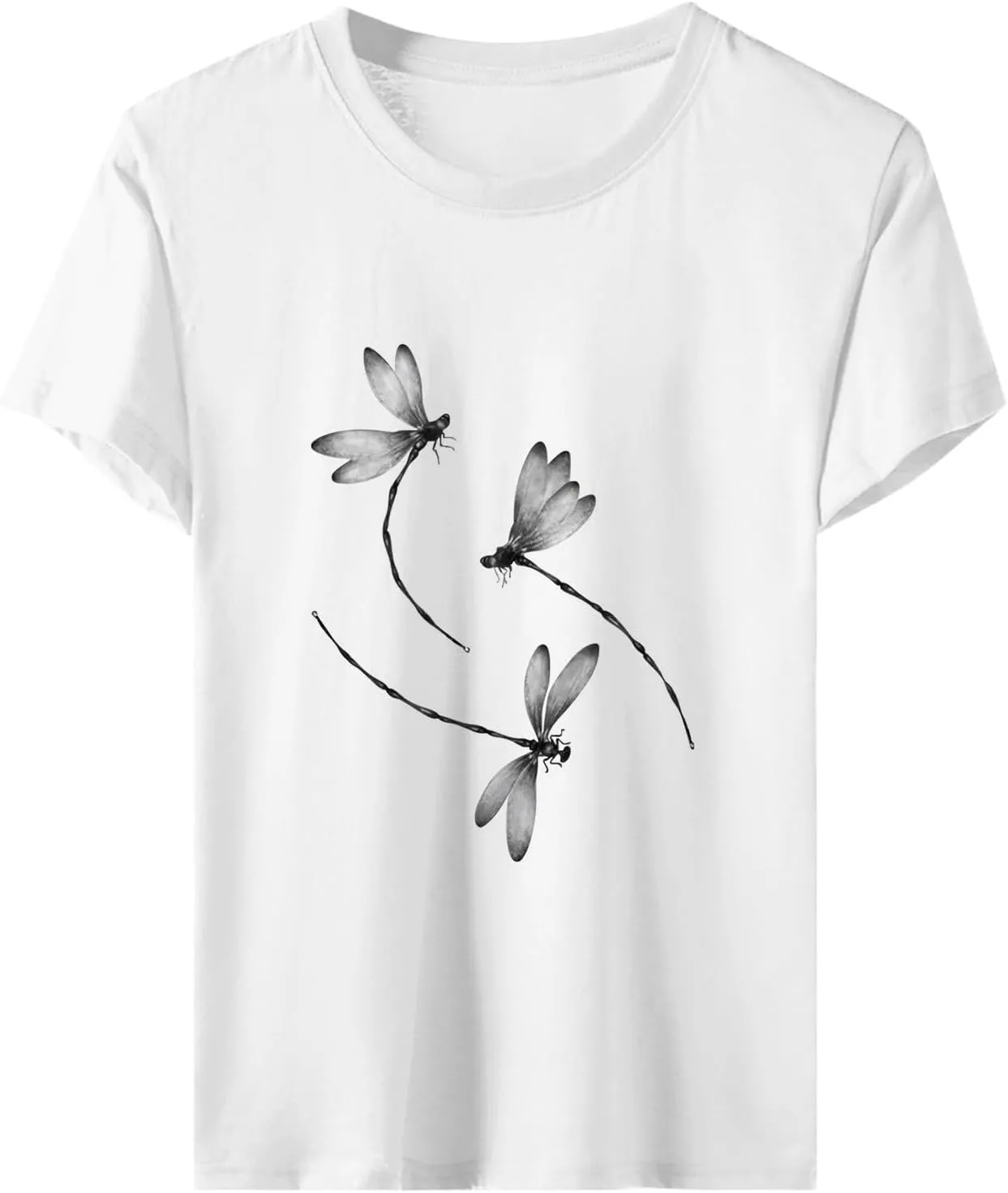 Womens Vintage Flower Print T Shirt Funny Cute Animal Graphic Tees Tops Loose Casual Outdoor Shirt 2025 Tops