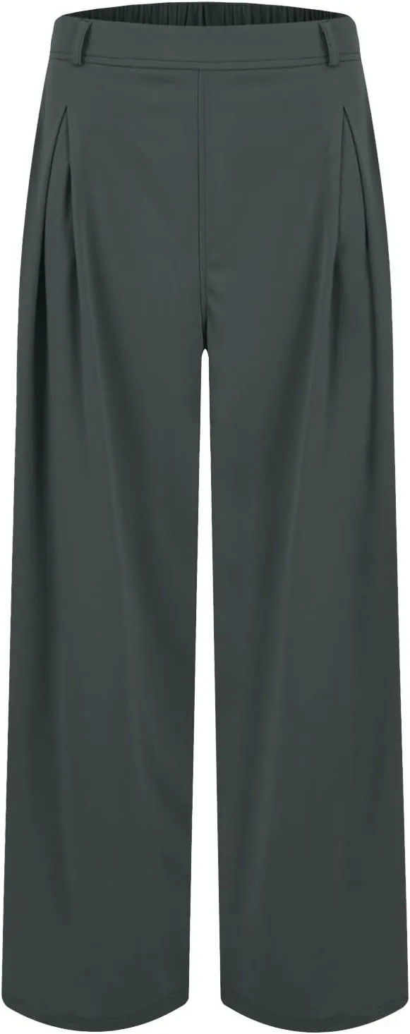 Womens Work Dress Pants 2025 Business Casual Outfits Office Flowy High Waisted Wide Leg Trousers with Pockets